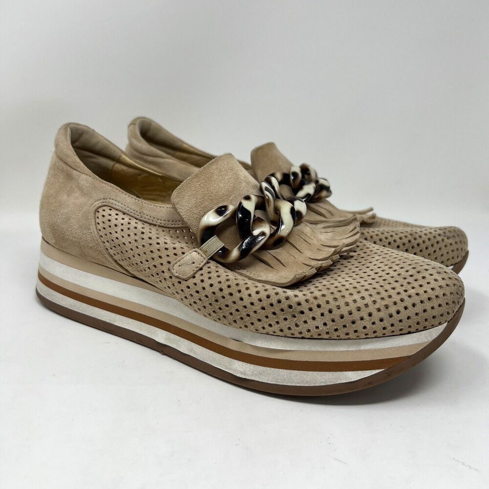 SoftWaves Cadie Beige‎ Leather Slip On Arch Support Platform Sneakers EU 41 10.5